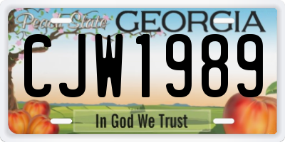 GA license plate CJW1989