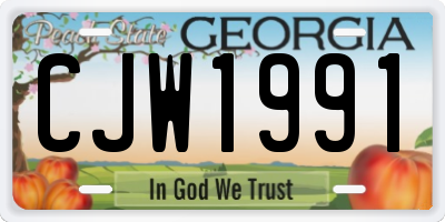 GA license plate CJW1991