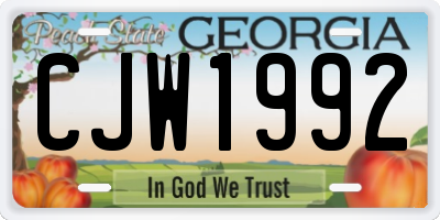 GA license plate CJW1992