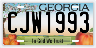 GA license plate CJW1993