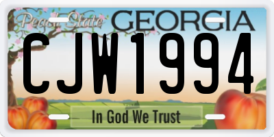 GA license plate CJW1994