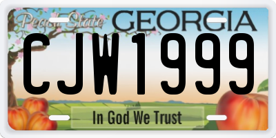 GA license plate CJW1999