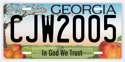GA license plate CJW2005