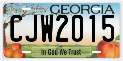 GA license plate CJW2015