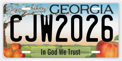 GA license plate CJW2026