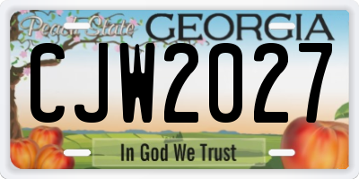 GA license plate CJW2027