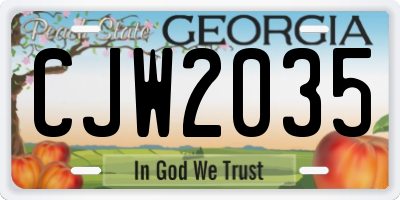 GA license plate CJW2035