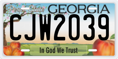 GA license plate CJW2039
