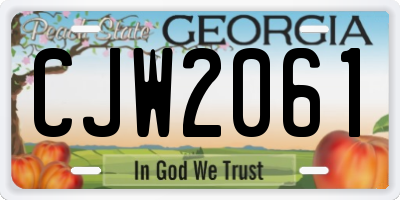 GA license plate CJW2061