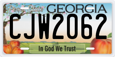 GA license plate CJW2062