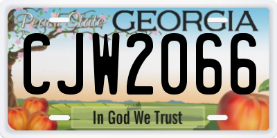 GA license plate CJW2066