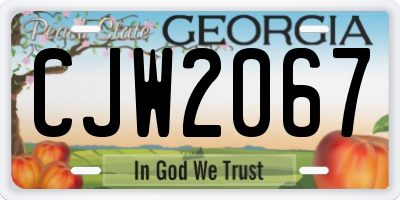 GA license plate CJW2067