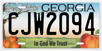 GA license plate CJW2094