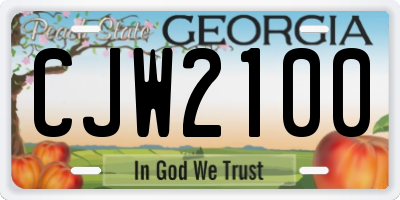 GA license plate CJW2100