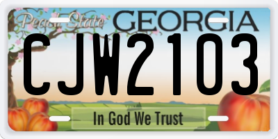 GA license plate CJW2103