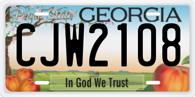 GA license plate CJW2108