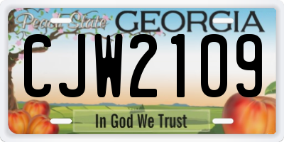 GA license plate CJW2109
