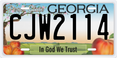 GA license plate CJW2114