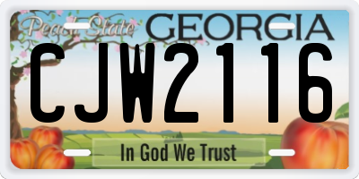 GA license plate CJW2116