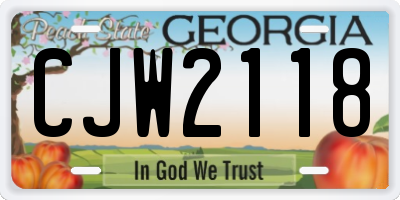 GA license plate CJW2118