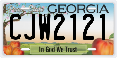 GA license plate CJW2121