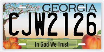 GA license plate CJW2126