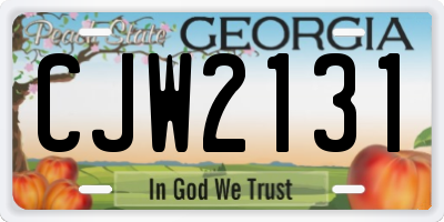 GA license plate CJW2131