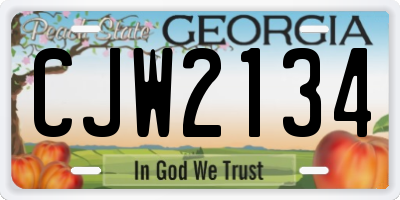 GA license plate CJW2134