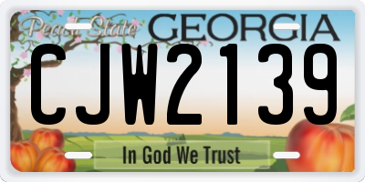 GA license plate CJW2139