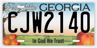 GA license plate CJW2140