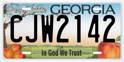 GA license plate CJW2142