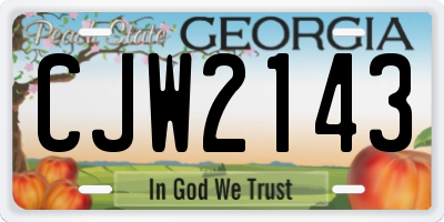 GA license plate CJW2143