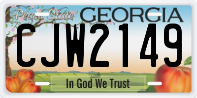 GA license plate CJW2149