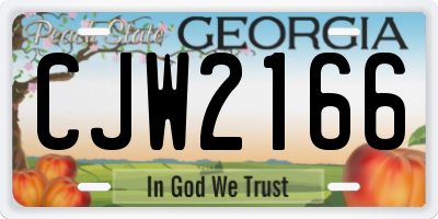 GA license plate CJW2166