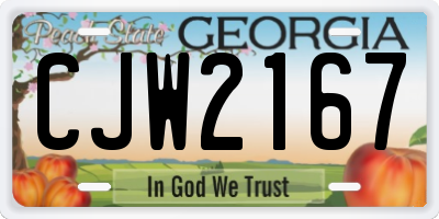 GA license plate CJW2167
