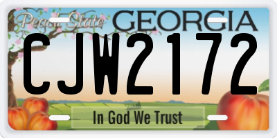 GA license plate CJW2172