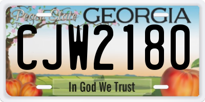 GA license plate CJW2180
