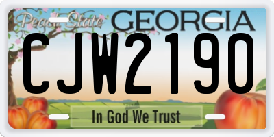 GA license plate CJW2190
