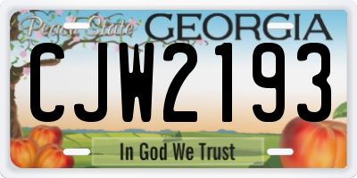 GA license plate CJW2193