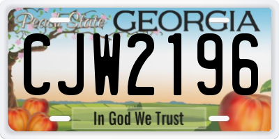 GA license plate CJW2196