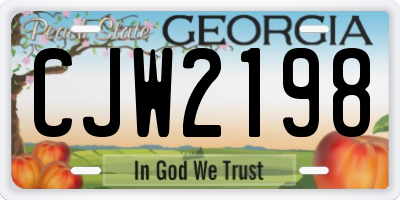 GA license plate CJW2198