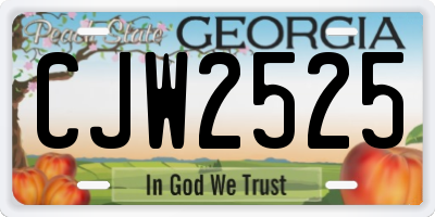 GA license plate CJW2525