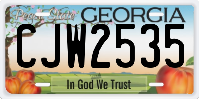 GA license plate CJW2535