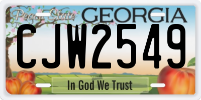GA license plate CJW2549