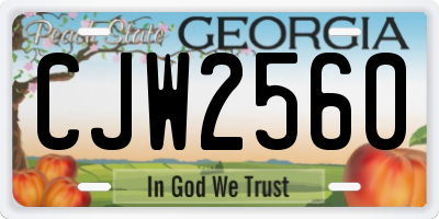 GA license plate CJW2560