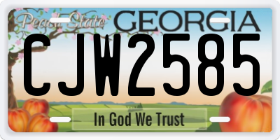 GA license plate CJW2585