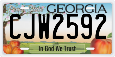 GA license plate CJW2592