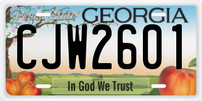 GA license plate CJW2601