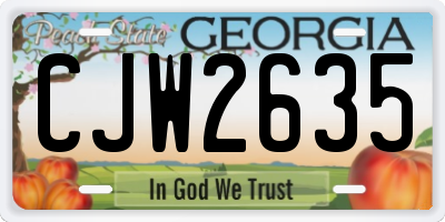 GA license plate CJW2635