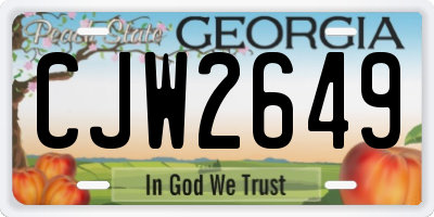GA license plate CJW2649